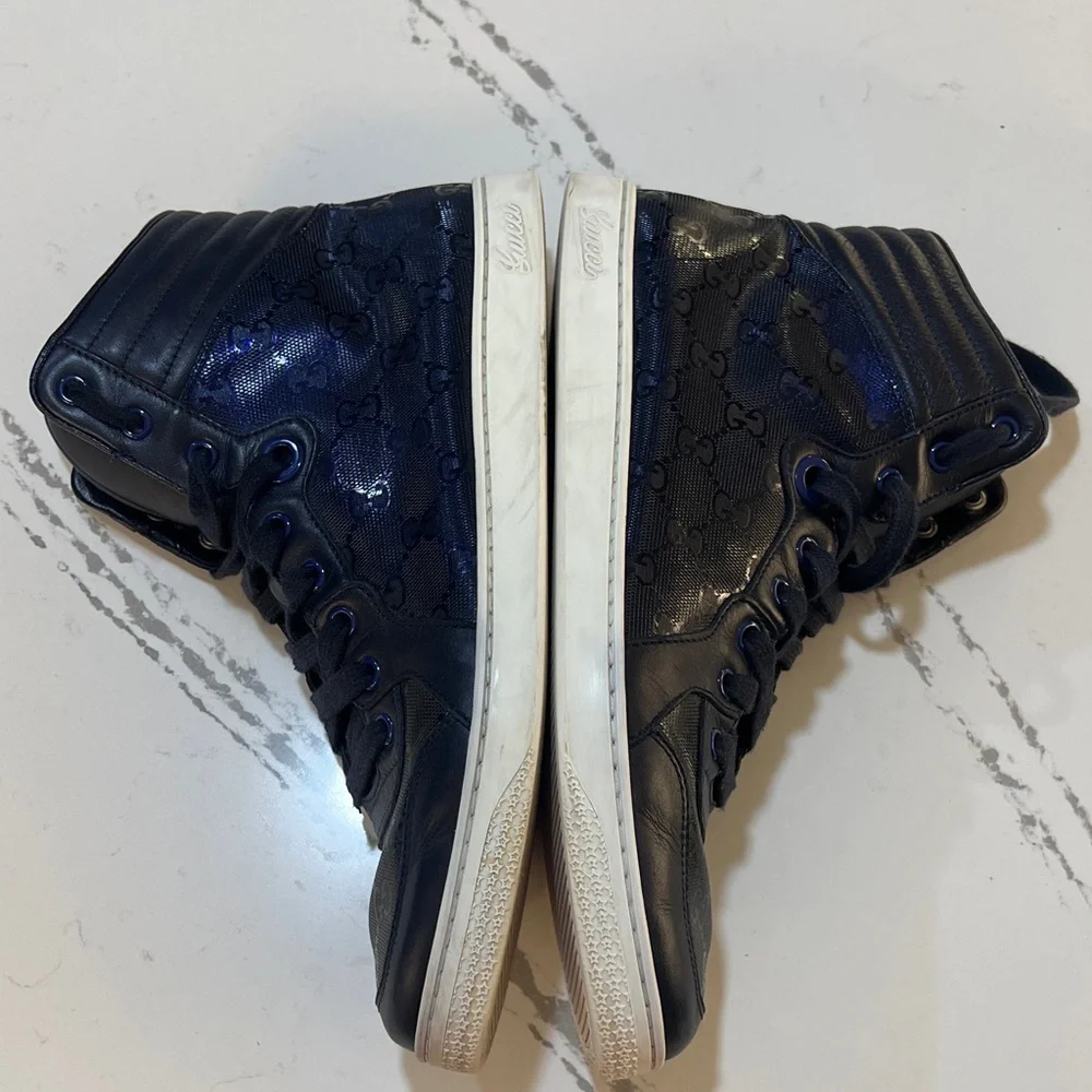 Gucci Black and Blue High-Top Sneakers size Men’s 8 UK (Run like 10 US)